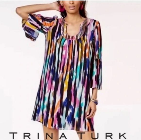 Trina Turk X INC Collab Macy's IKAT Dress Size L - Picture 2 of 7